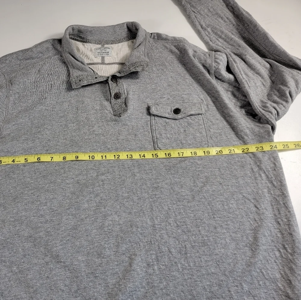Lucky Brand Men's Long Sleeve Henley 2XL XXL grey SOFT pocket Pullover